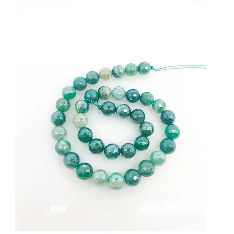 

6mm-12mm Natural Gemstone Electroplating Green Color Agate Bead Round Faceted Beaded Bracelet Jewelry Making Wealth Healthy