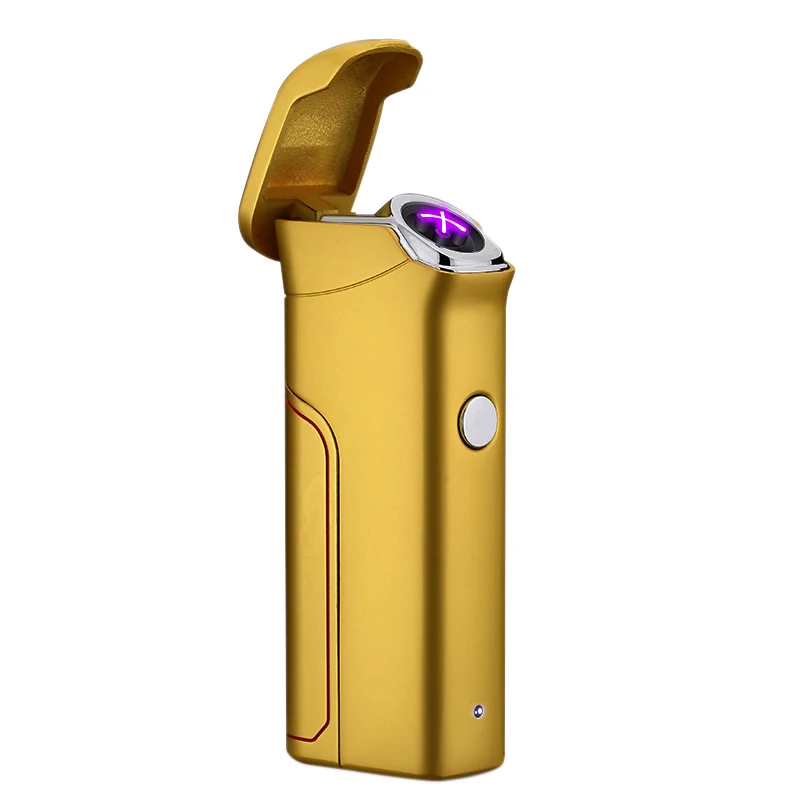 Gold Hlzs-двойная дуга Usb зарядка сменная электрическая зажигалка плазменная ветрозащитная Электронная зажигалка предохранитель для сигарет сигары - Цвет: Gold