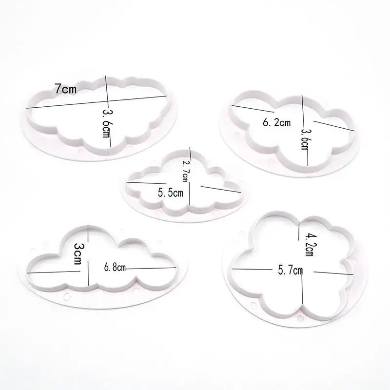 

5Pcs/set Kitchen Fondant Cutter Cloud Plastic Cake Cutter Buscuit Mold Fondant Decorating Accessories Cookie Tools Tool F8L3