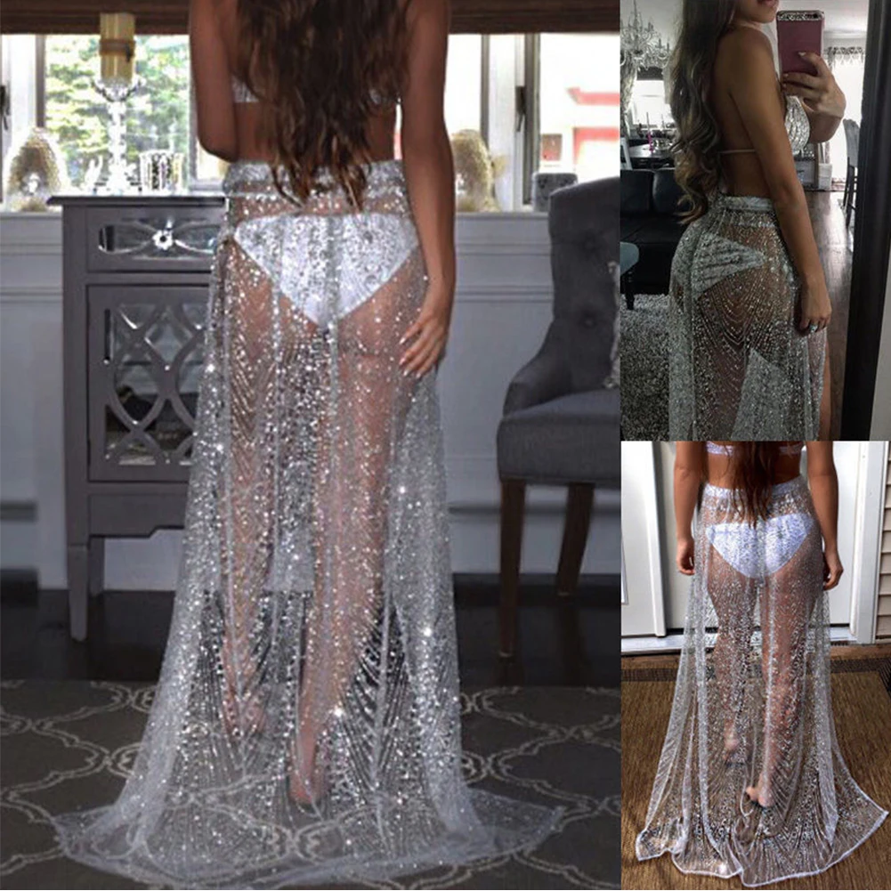 Стразы Sarong прозрачные для путешествий высокая талия Пляжная летняя Женская юбка