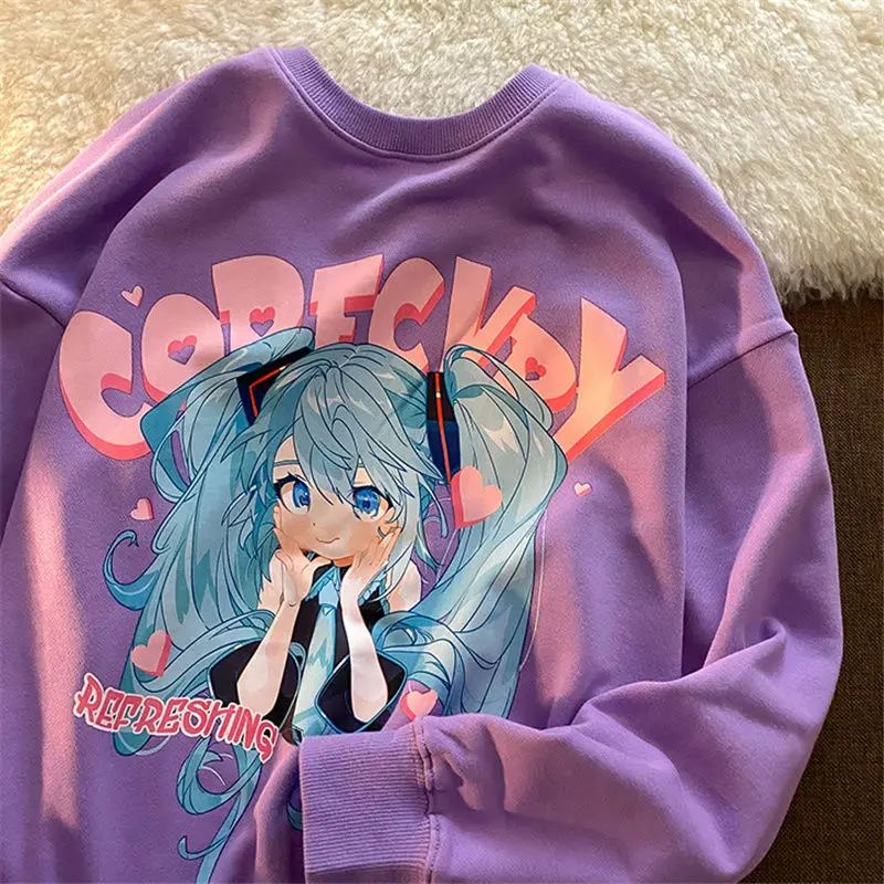 Толстовка женская оверсайз с круглым вырезом в японском стиле | Женская одежда