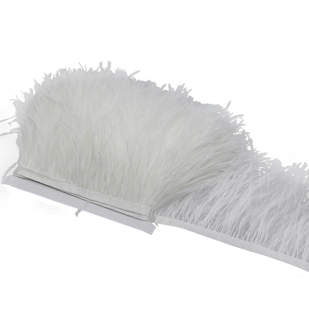 

Пушистая натуральная лента из страусиного пера для одежды, шитье Белых Перьев, украшение «сделай сам», Шлейфы для рукоделия