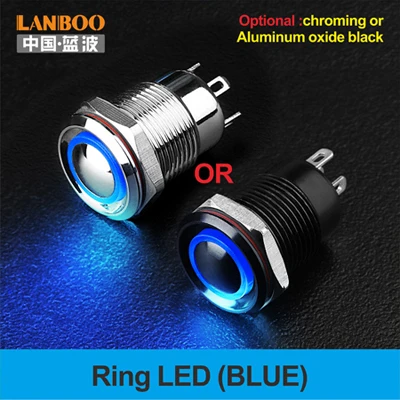 Blue LED Ring 12 мм 4 позиционный селектор механический водонепроницаемый микро кнопочный переключатель для кухонной вытяжки - Цвет: Blue LED Ring