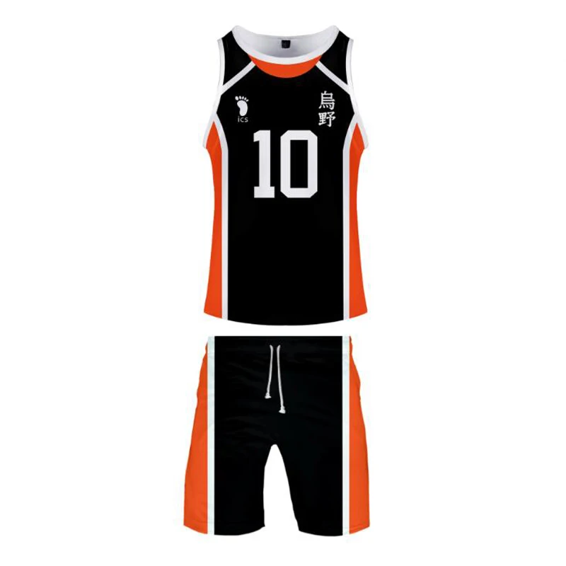 Аниме Haikyuu Cosplay Костюм Karasuno старшая школа Хината шоё комплект из двух частей топы