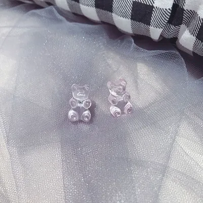 HZ Новинка милая Цветная Акриловая заколка для волос Gummy Bear заколки для волос аксессуары для волос для женщин девочек детей - Цвет: 43 Stud earring