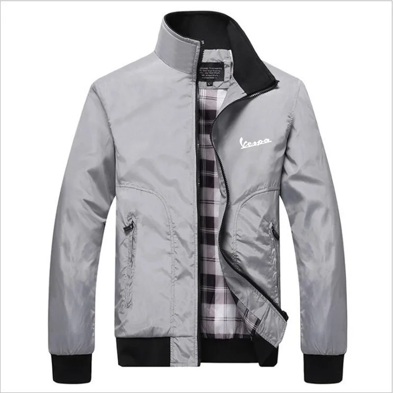 

VESPA car logo 2021 new spring and autumn men's casual zipper solid color men's bomber jacket baseball uniform jacket