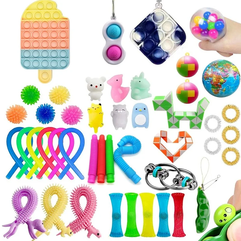 

2021 Push Bubble Fidget Dinosaur Anti Stress Set Strings Relief Adults Children Sensory Squish Antistress Relief AntiStress Toys