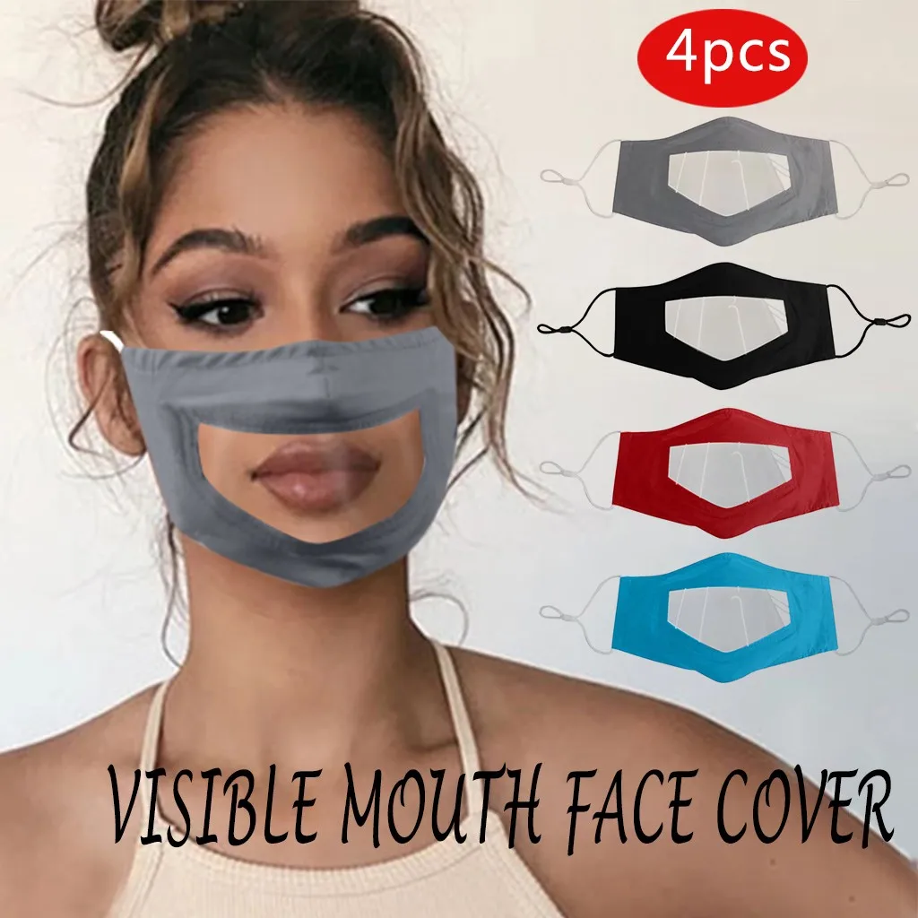 

Fast Delivery Scarf Mask For Face 2020unisex Mask With Clear Window Visible Expression ,transparent Mask mascarilla Face Mask