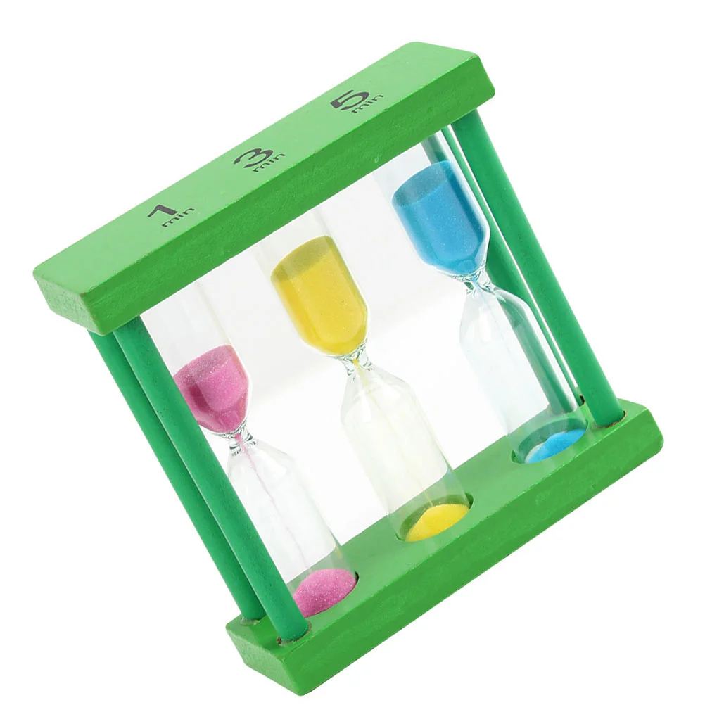 

1Pc Wooden Glass Hourglass Home Desktop Timer Adornment (Random color)