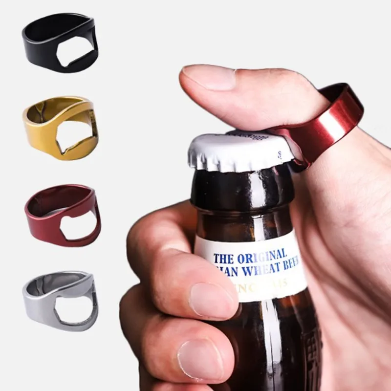 

Portable Ring Bottle Opener Stainless Steel Beer Bottle Opener Colorful Finger Bottle Opener for Party Family Gift Supplies