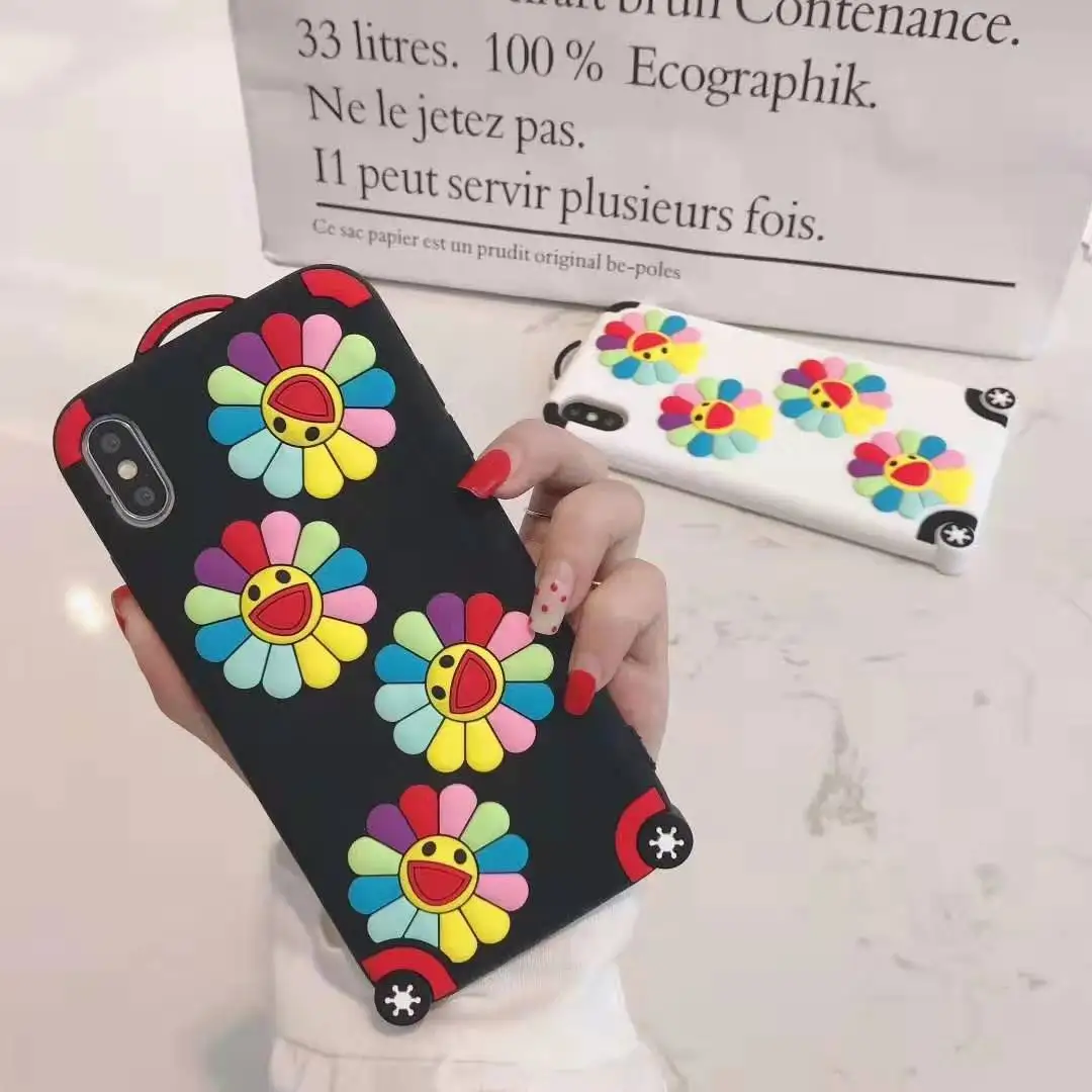 Милые чехлы с цветами солнца для iPhone 11 Pro 7 8 6s 6 Plus, чехол для телефона с симпатичным смайликом и цветами, задняя крышка, чехол для iPhone X MAX XR