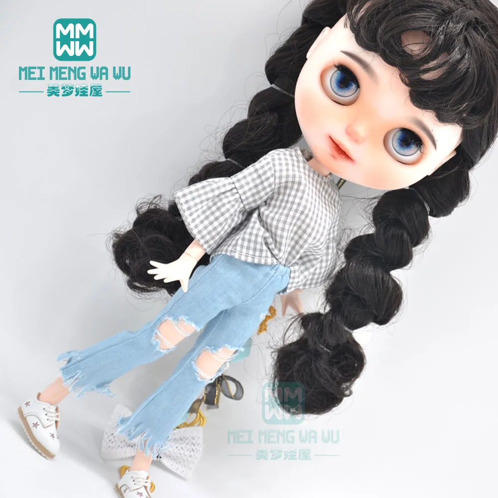 Одежда для куклы Blyth модное платье на бретельках юбка в клетку высокие каблуки Azone