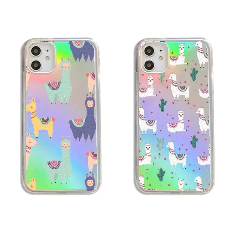 

Cute cartoon Alpaca animal Phone Case Transparent for iPhone 7 8 11 12 se 2020 mini pro X XS XR MAX Plus