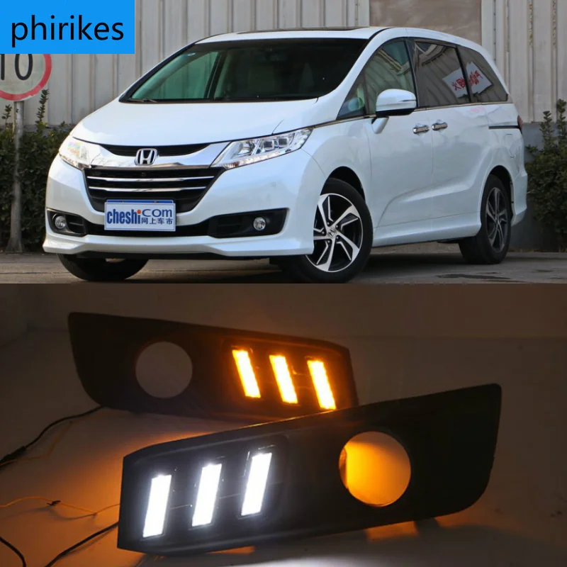 

LED DRL Daytime Running Light For Honda Odyssey 2015-2017 White Daytime light Yellow Turn Signal Light Blue Lamp Car
