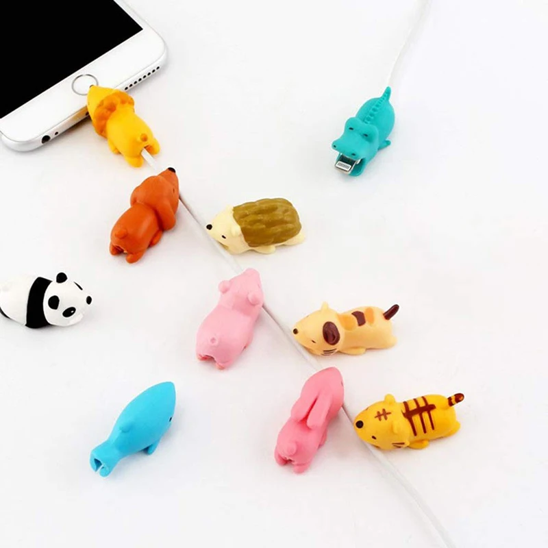 1pcs cute cable bite animals protector for android iphone charging cord cable buddies cartoon cable biter phone holder accessory free global shipping