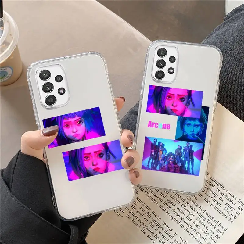 

Arcane Anime Cartoon Phone Case Transparent For Samsung s21 ultra s20 fe s10 Plus a52 a51 a12 a71 Note 20 Game Cover Coque Funda