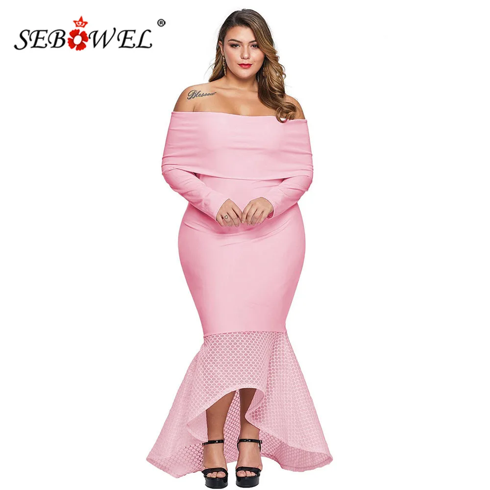 Женское длинное платье-Русалка с длинным рукавом и открытыми плечами | Женская