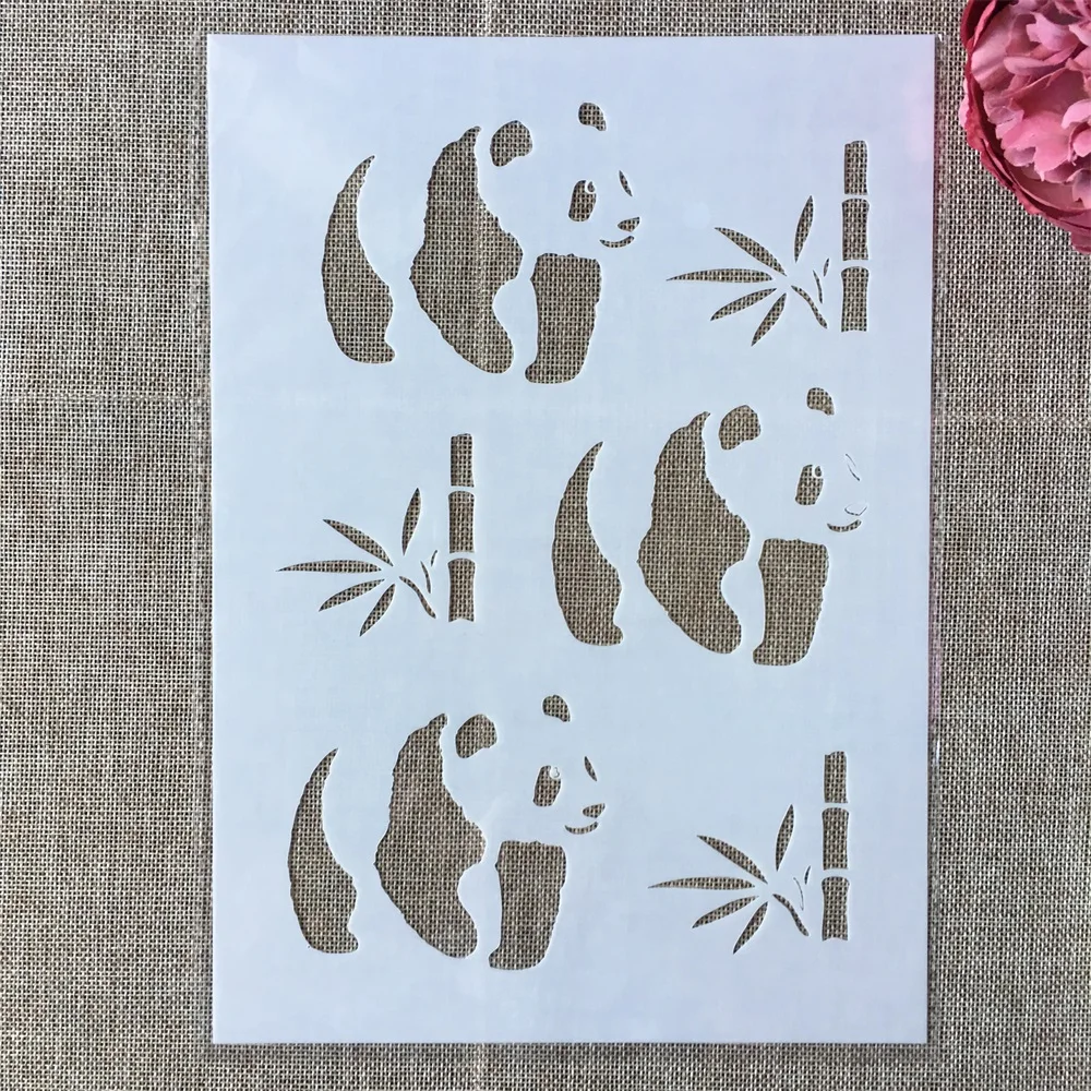 29 см А4 Панда Бамбук DIY наслоение трафареты настенная живопись раскраска для