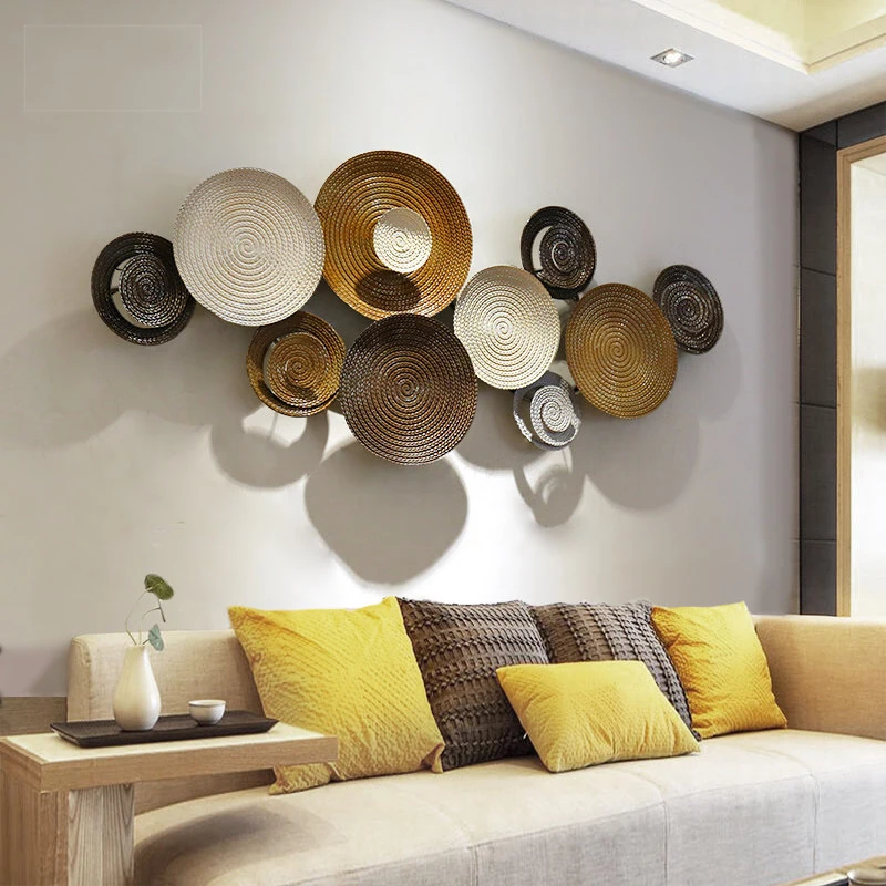 

Simple Style Creative Wrought Iron Wall Hanging Round Mural Wall Decoration 3D Three-dimensional Wall Ornament Crafts Decoration