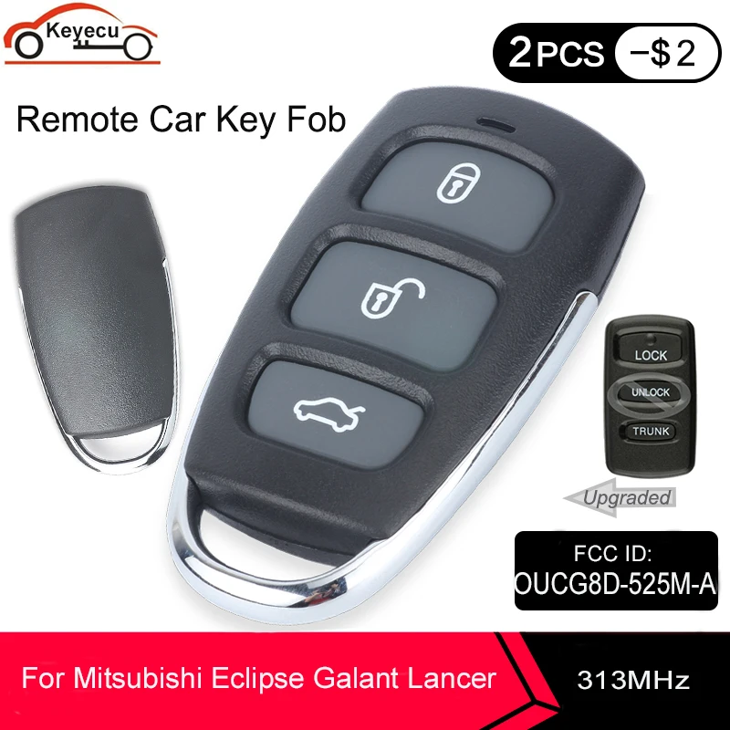 Обновленный дистанционный Автомобильный ключ KEYECU 313 МГц Fob 3 кнопки для Mitsubishi Eclipse