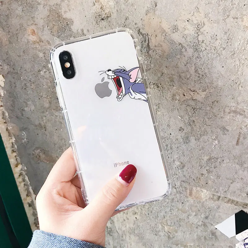 Cat and mouse cartoon phone case for iPhone11 X XS XR XSMax 8 7 6 6S PluS soft silicone couple drop protection cover |