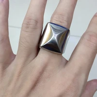men geometric ring simple pyramid polished band ring for men stainless steel fashion silver color ring big new male rings