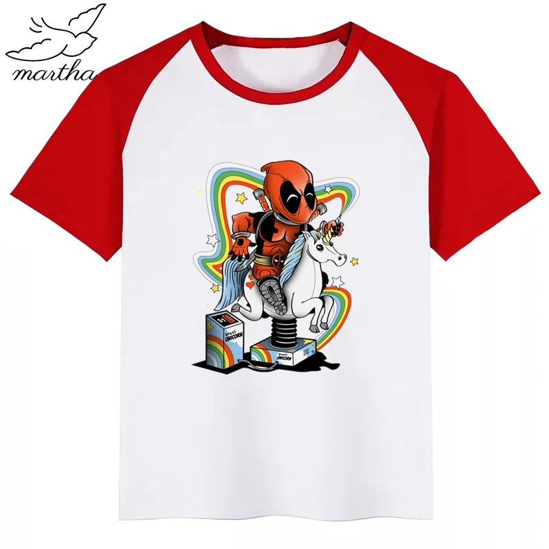 Футболка с принтом Dead Pool забавная одежда Детская летняя футболка модная детская