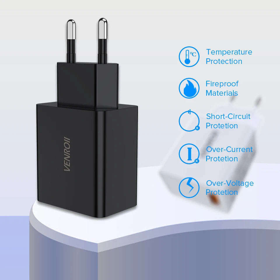Venroii Quick Charge 3 0 18 Вт Qualcomm QC3.0 быстрое зарядное устройство usb портативный мобильный