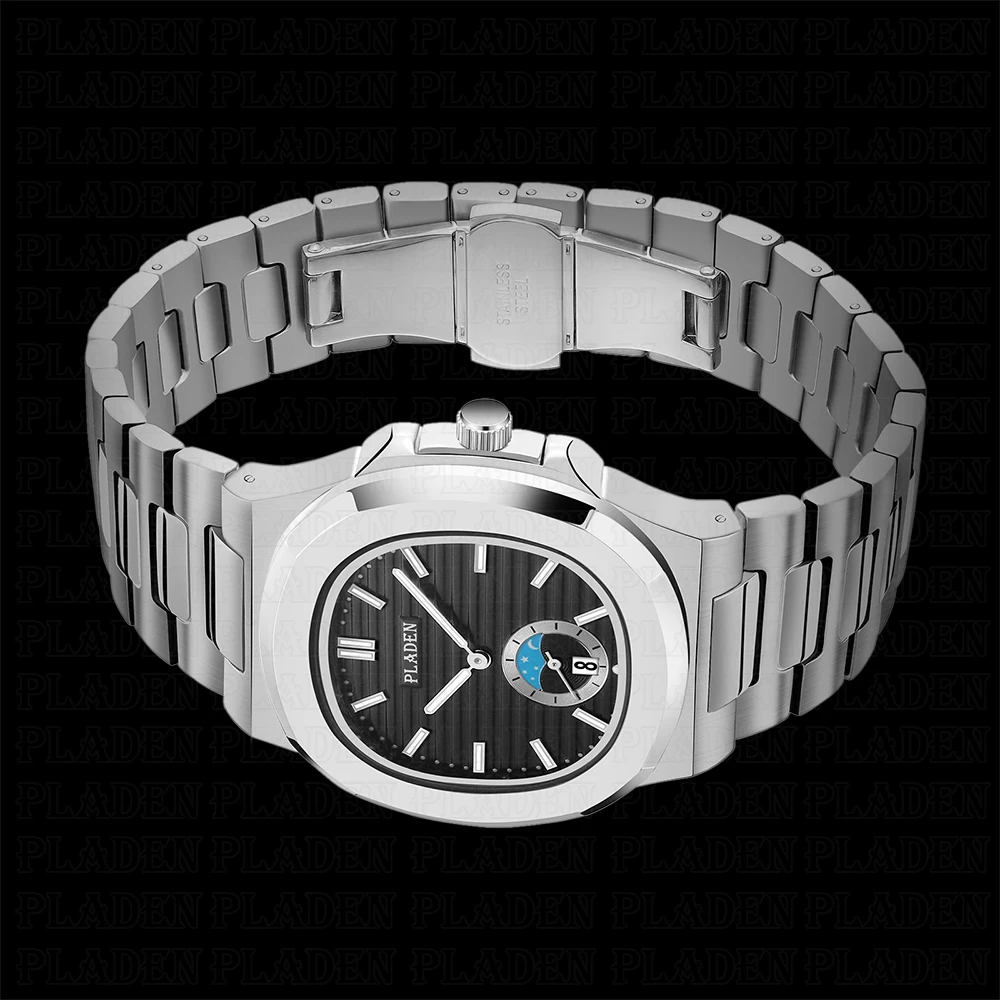 Часы наручные PLADEN мужские с хронографом классические роскошные черным