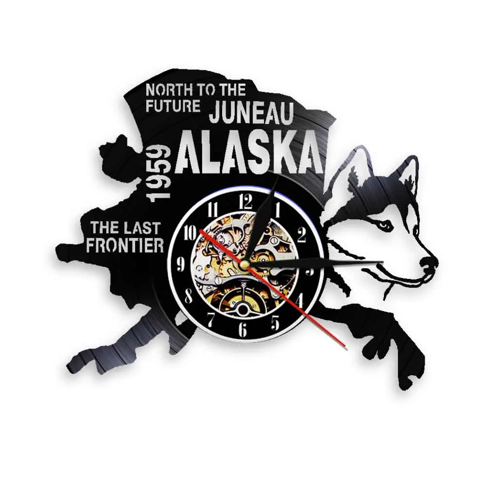 

The Last Frontier United States Alaska Vinyl Record Wall Clock North To The Future USA History Artwork Retro Music Album Clock