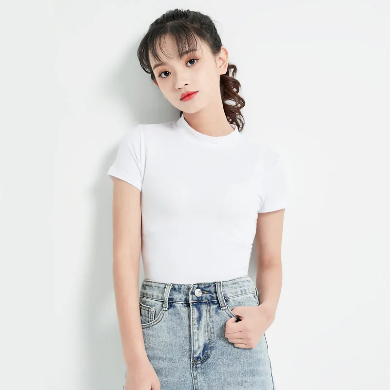 

Новинка 2022, брендовая маленькая облегающая футболка MRMT с высоким воротником, Женский облегающий хлопковый топ с коротким рукавом, притален...