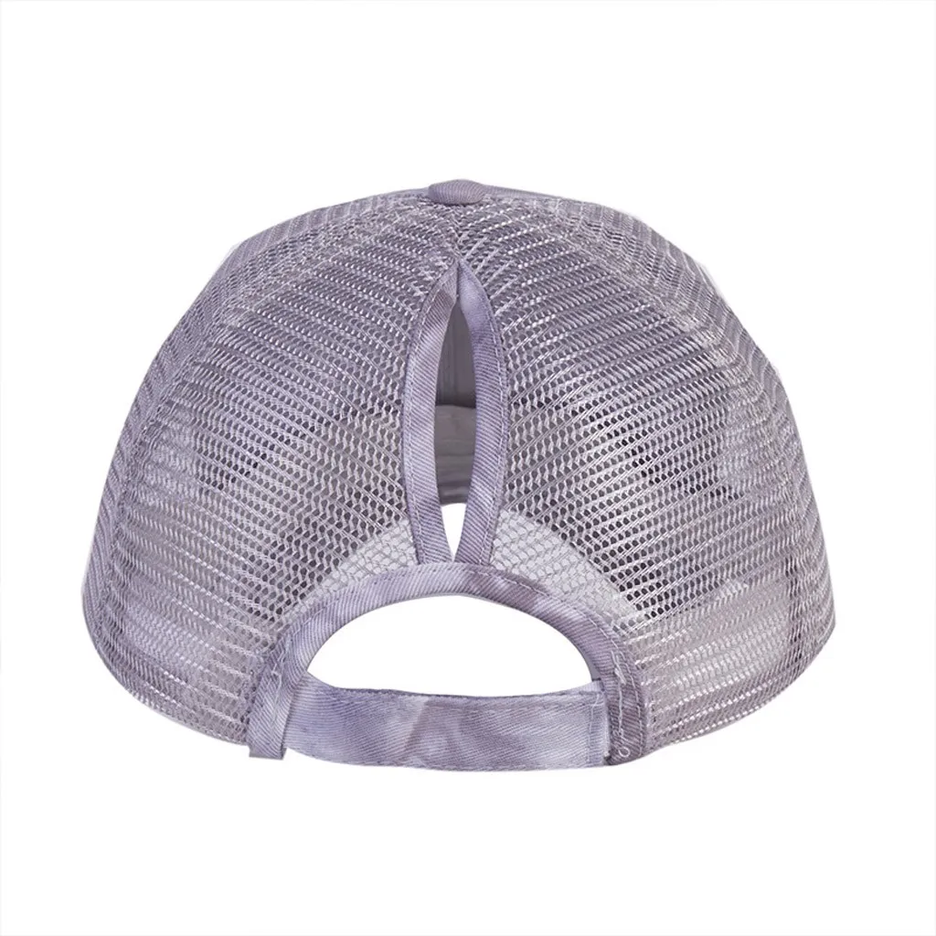 Adjustable Baseball Caps Tie-dye Print Ponytail Messy Trucker Plain Visor Cap Outdoor Unisex Curved Sun Hats L703 | Детская одежда и