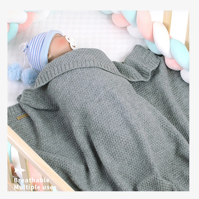 Детское Хлопковое одеяло однотонное трикотажное покрывало для новорожденных