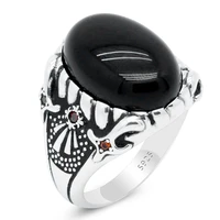natural agate stone solid 925 sterling silver ring for men sunflowers auspiciousness symbol vintage turkish jewelry fashion gift