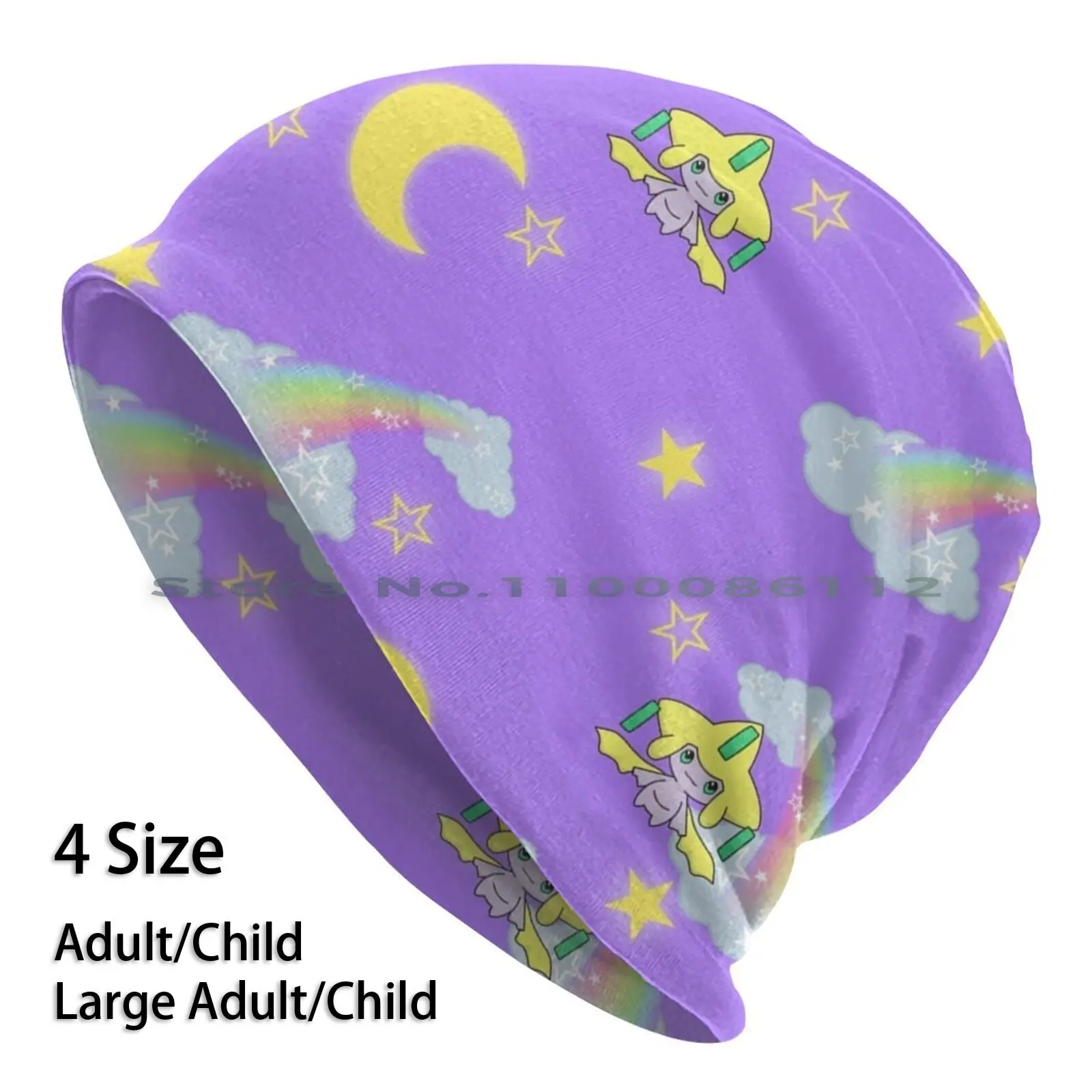 

Make A Wish Beanies Knit Hat Jirachi Star Moon Pastel Rainbow Clouds Patterns Purple Night Space Legendary Go Wish Cute Kawaii