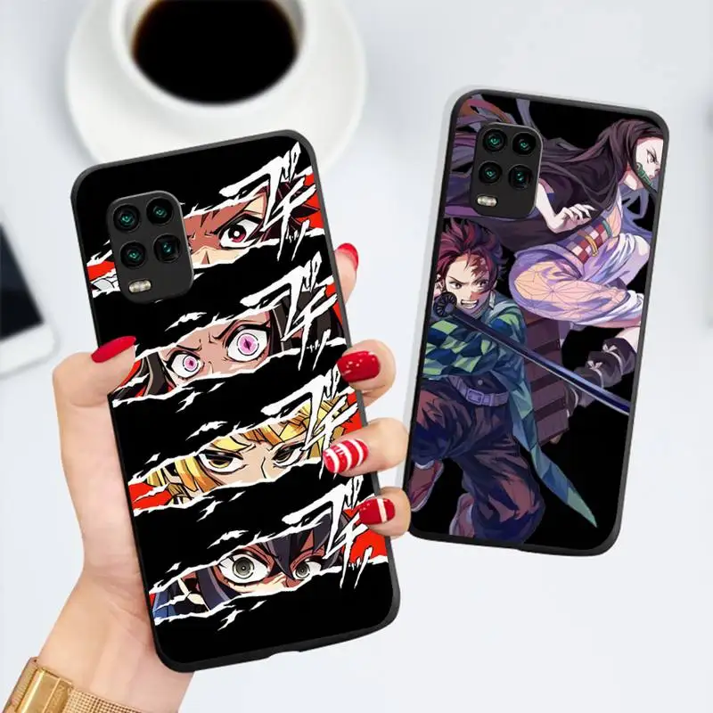 

Demon Slayer Anime Cartoon Phone Case Black Color For Xiaomi 11 10 10t Pro lite Redmi Note 7 8 9 10 9a 9t Cover Coque Funda