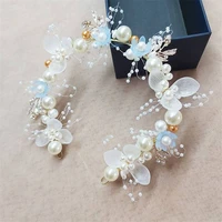 tiara crystal headpiece hair jewelry fashion pearl flower hair accessories headband bridal wedding crown hair band