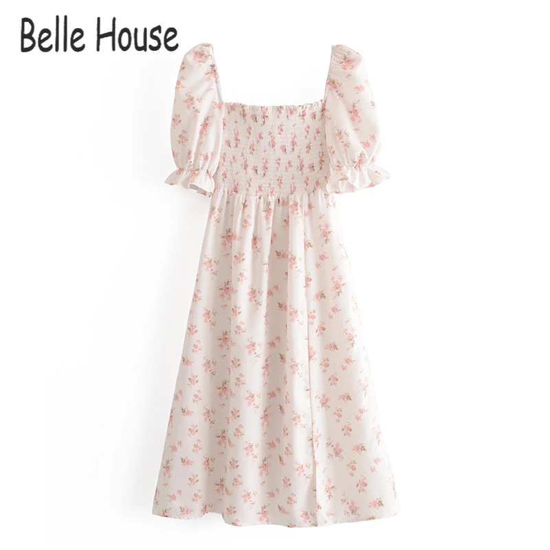 

Polka Print Frence Women Knee Length Dress 2021 Square Collar Furcal Sweet Vestidos Retro Elegant Rmance Vacation Robe NZ0206