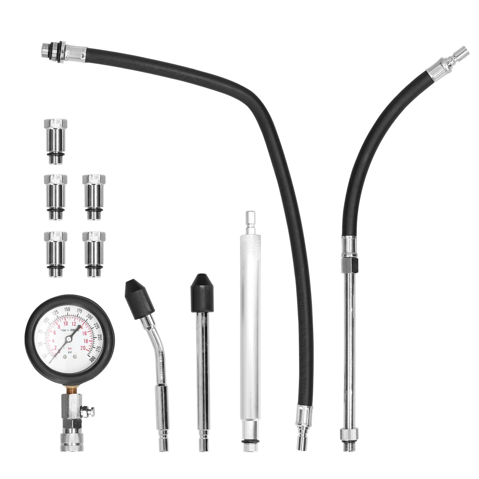 

Профессиональный автомобильный компрессионный цилиндр двигателя 0-20 БАР 0-300 фунтов на кв. дюйм, комплект для проверки давления автомобильно...