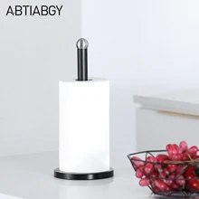 Kitchen Bathroom Vertical Roll Paper Holder No Punch Roll Paper Dispenser Black Tissue Rack Paper Towel Stand Tin Foil Shelf