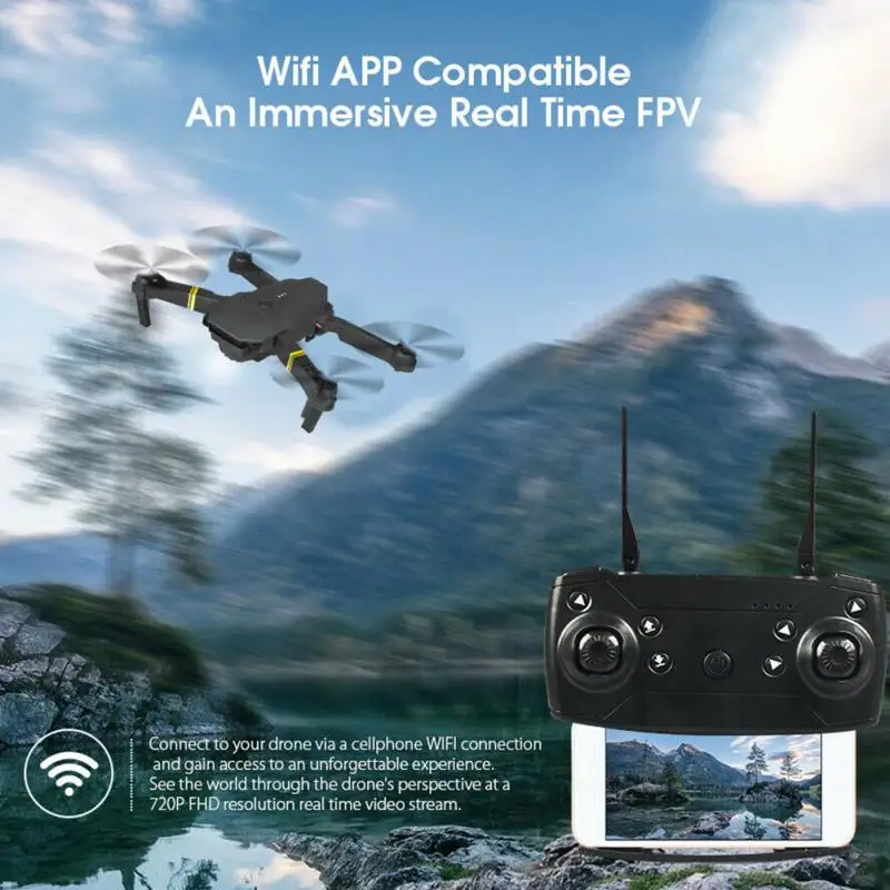 Квадрокоптер E58 WIFI FPV с широкоугольной HD камерой 1080P складной функцией удержания
