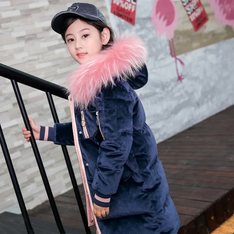 Теплая зимняя одежда для девочек пальто младенцев возрастом от 5 до 14 лет детская