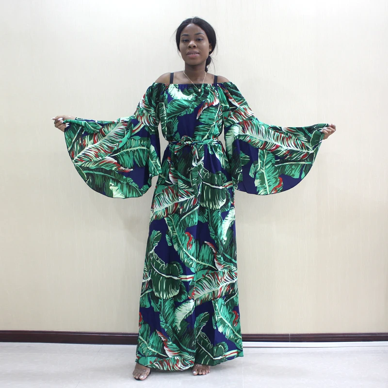 2019 Новое поступление африканских женских платьев Дашики с принтом пальмовых