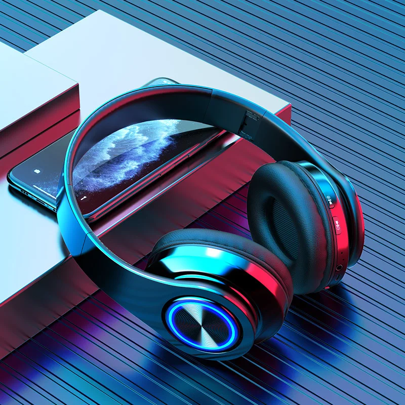 

The New B39 Head-mounted Wireless Bluetooth Headset Colorful Lights 5.0 Can Be Inserted Card Folding Light HiFi Sound Quality