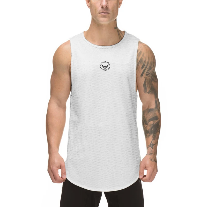 

Quick Dry Sports Tank Top Men's Clothing Singlets Gym Stringer Sleeveless Shirt Mesh Fitness Clothing Sportswear Muscle Vest