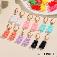 korean candy color gummy bear gummy resin dangle earrings for women transparent acrylic rainbow bear earrings sweet girl jewelry