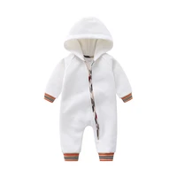 autumn and winter baby clothes hooded stripes long sleeve cotton warm plus velvet newborn baby romper