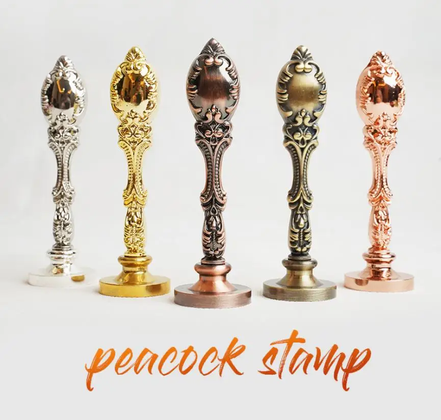 

Штамп для запечатывания свадебных инициалов на заказ, винтажный металлический штамп с павлином и воском, штамп на заказ с вашим логотипом «...