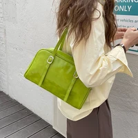 retro design womens shoulder bag summer green ladies underarm bags fashion pu leather female girls small tote purse handbags