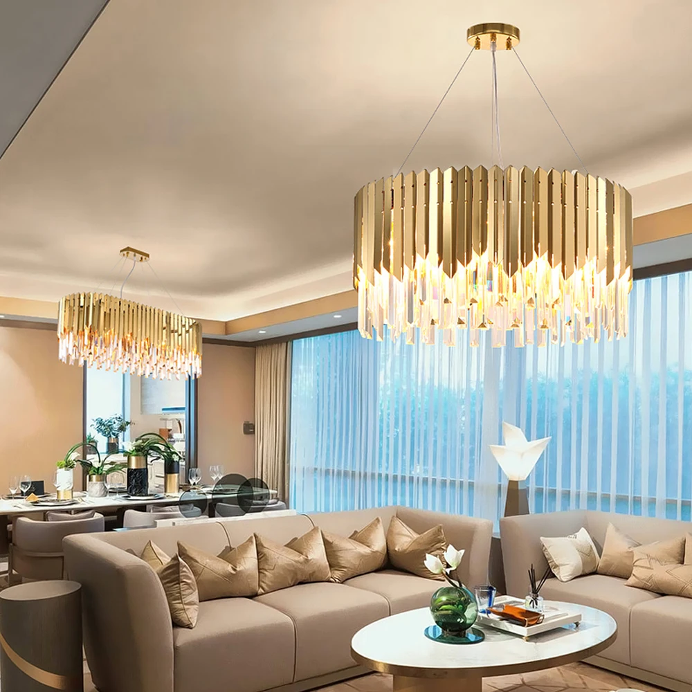 Современная светодиодная Овальная Круглая Подвесная лампа из нержавеющей стали